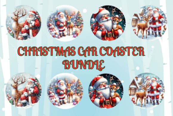 Download Christmas Santa Car Coaster Bundle Png - Car coaster bundle Collection