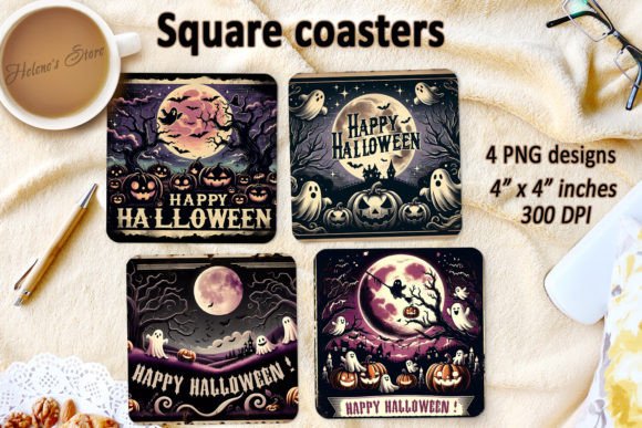 Download Happy Halloween Square Coaster Designs - Designs Collection