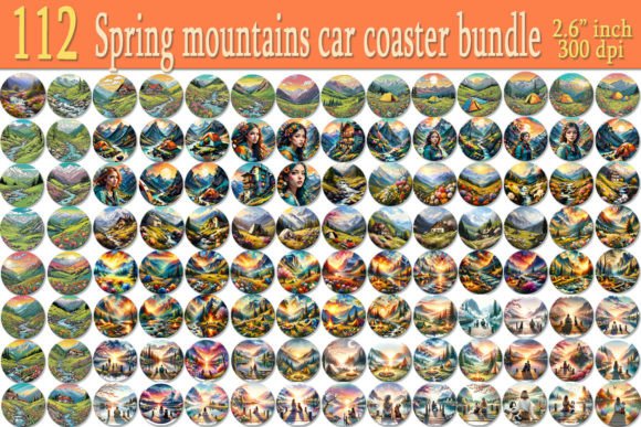 Download Watercolor Mountains Car Coaster BUNDLE - Car coaster bundle Collection