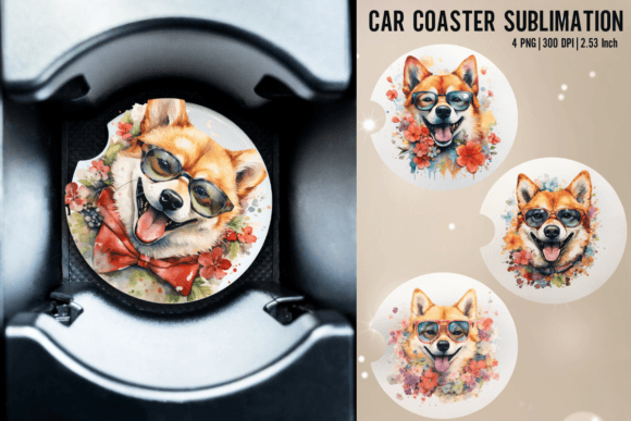 Download Shiba Car Coaster Sublimation Designs - Designs Collection