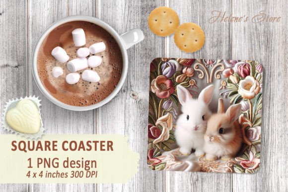 Download Easter Rabbit Square Coaster Designs - Designs Collection