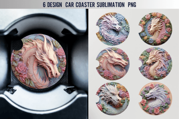 Download Dragon Car Coaster Sublimation Designs - Designs Collection