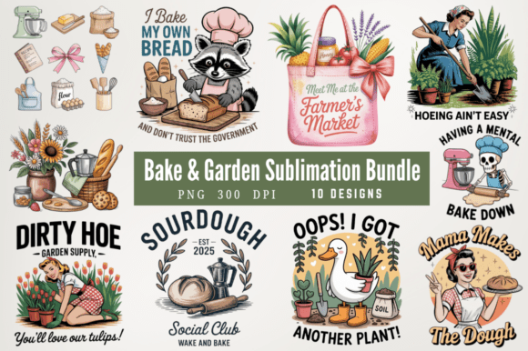 Download Bake &amp; Garden Sublimation Designs Bundle - Designs Collection