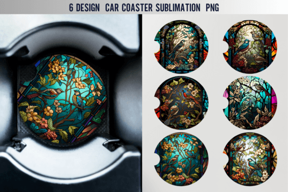 Download Stained Glass Bird Car Coaster Designs - Designs Collection