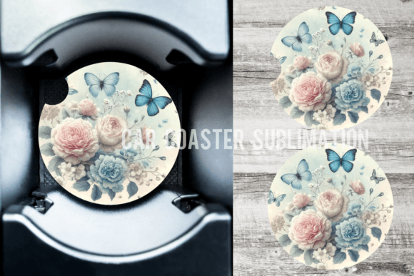 Download Butterfly Blue Car Coaster Designs - Designs Collection