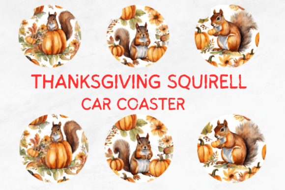 Download Thanksgiving Squirrel Car Coaster Bundle - Car coaster bundle Collection