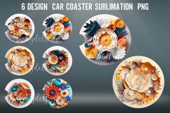Download Flowers Car Coaster Sublimation Designs - Designs Collection