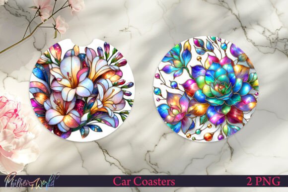 Download Floral Colorful Car Coaster Designs - Designs Collection