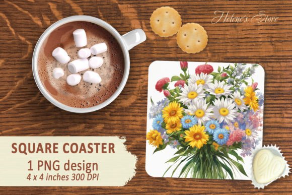 Download Flowers Bouquet Square Coaster Designs - Designs Collection