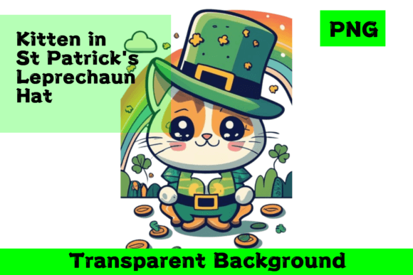 Download St Patrick's Day Cat Under Rainbow PNG - Premium Resources