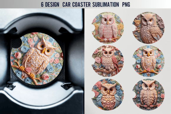 Download Owl Car Coaster Sublimation Designs - Designs Collection