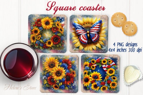 Download USA Sunflowers Square Coaster Designs - Designs Collection