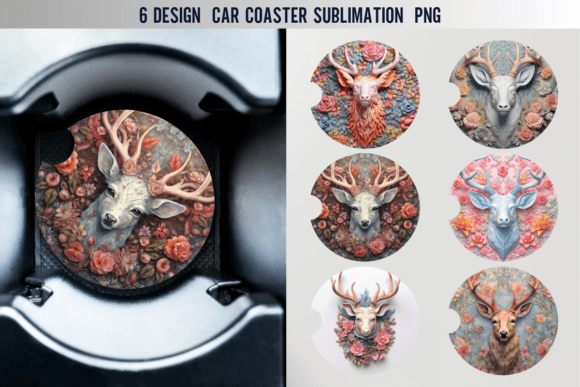 Download Deer Car Coaster Sublimation Designs - Designs Collection