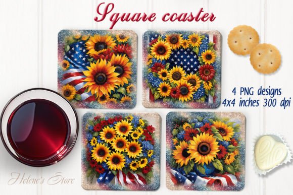 Download USA Sunflowers Square Coaster Designs - Designs Collection