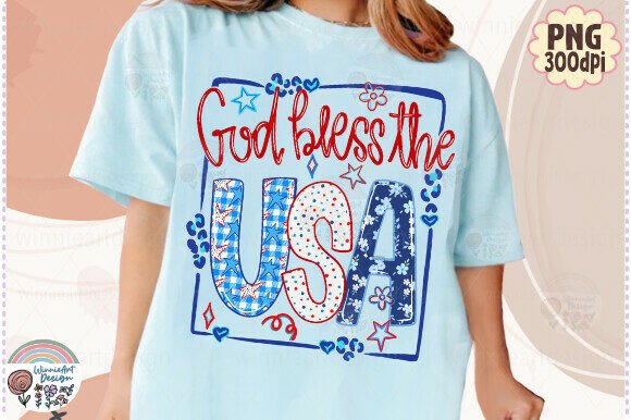 Download God Bless the USA Preppy 4th of July PNG - God bless Collection